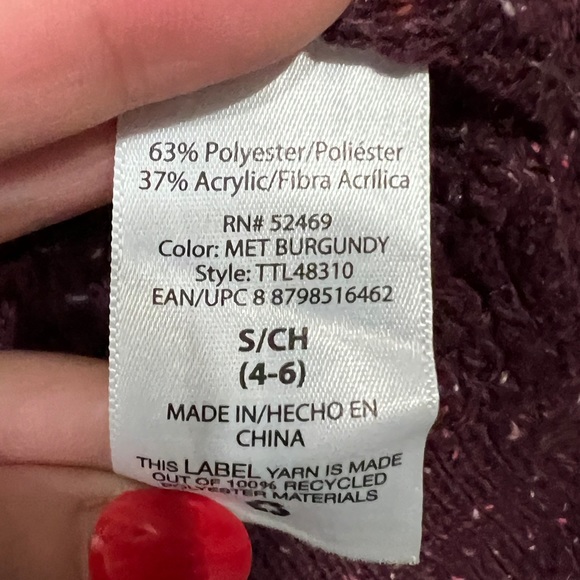 Time and Tru Met Burgundy Mixed Stitch Sweater Size Small - Picture 4 of 5